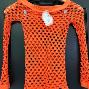 Kurve Stretchy Fishnet Long Sleeve Top